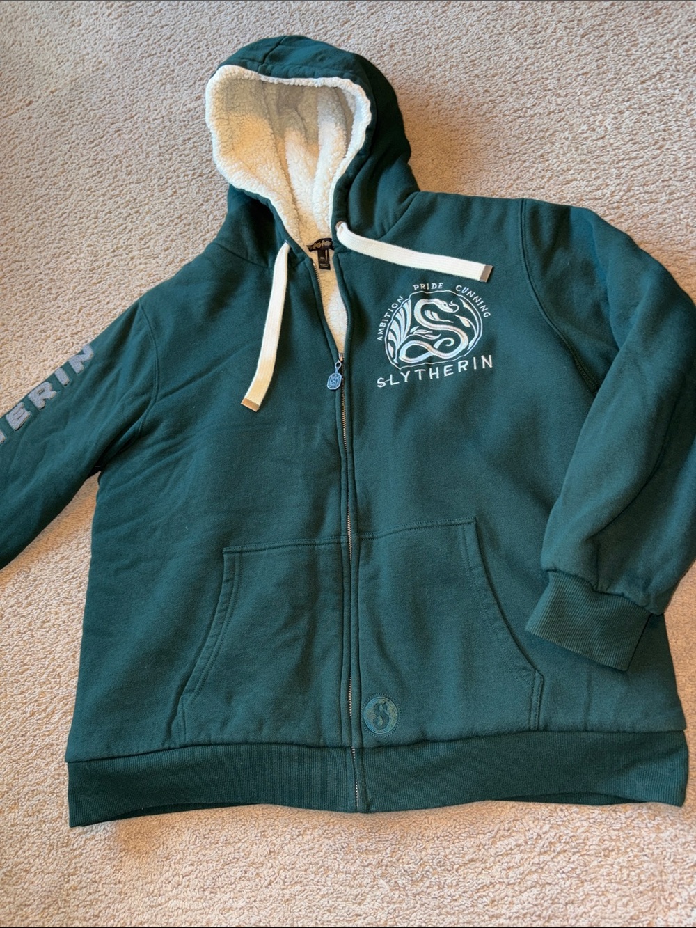 Wizarding World Of Harry Potter Slytherin Sherpa Lined Emerald Green Full Zip XL